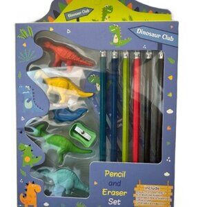 Whimsical Dinosaur Set - Dinosaur Club Stationery Set – Erasers, Pencils & Sharp